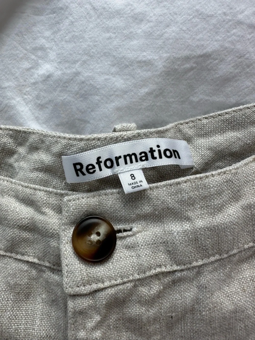 Reformation Linen Blend Wide-Leg Pants in Natural Tan